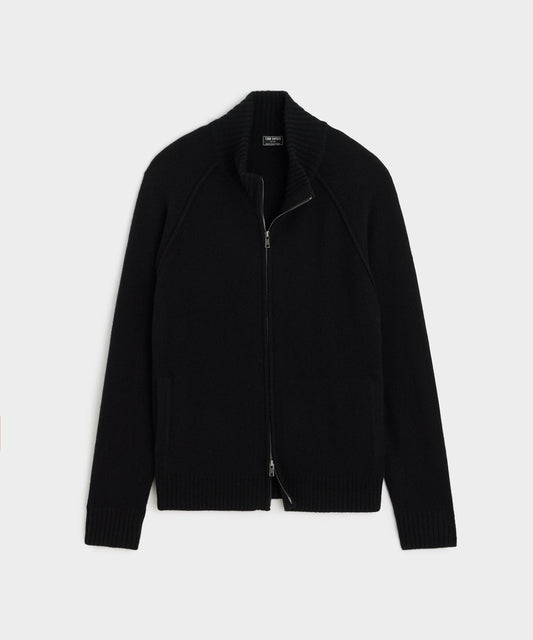 Nomad Cashmere Full-Zip Sweater in Black